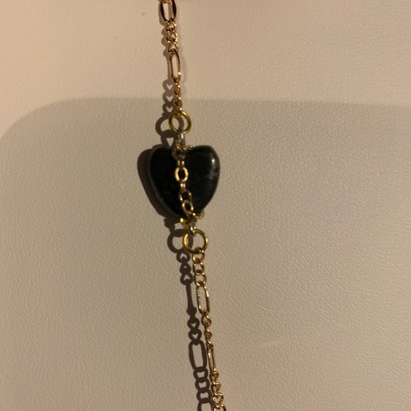 Original One of a Kind Hematite Heart and Gold Chain Clock Drop Necklace - Picture 6 of 15